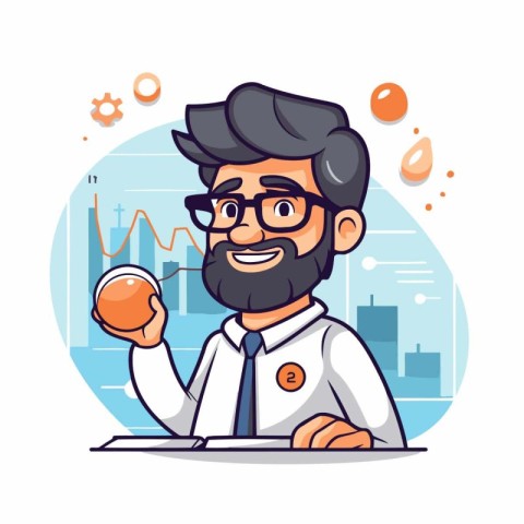 Scientist in laboratory. Vector illustration in flat cartoon des