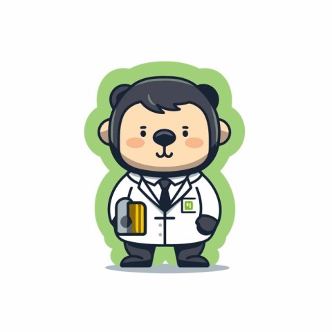 Cute Monkey Doctor Cartoon Mascot Character Design Vector Illust