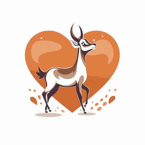 Gazelle in the heart. Vector illustration on white background.