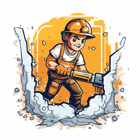 Vector illustration of a construction worker with a welding torc