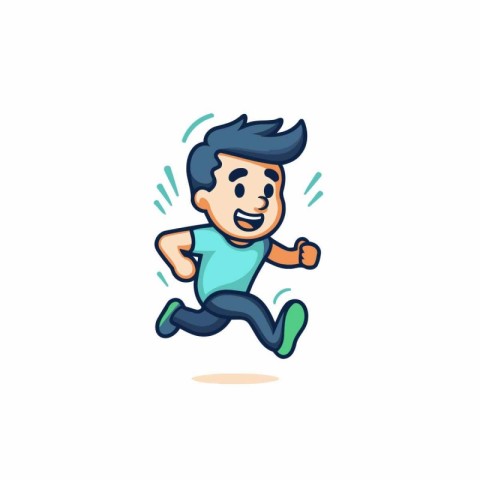 Running man. jogging vector illustration. Flat cartoon character