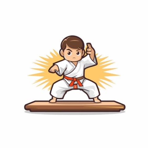 Taekwondo character cartoon style vector illustration. Cartoon t