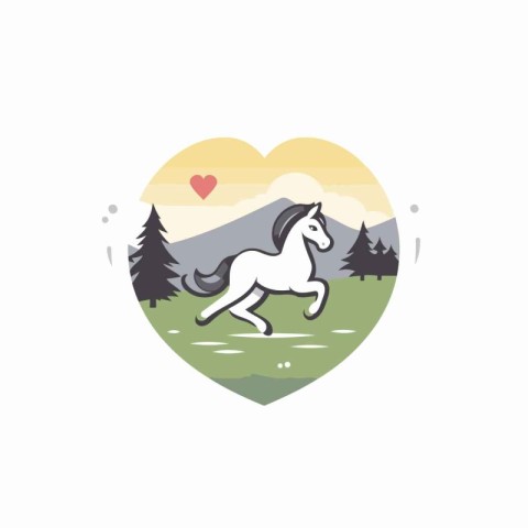 Horse Love Logo Design Template. Vector illustration of a horse