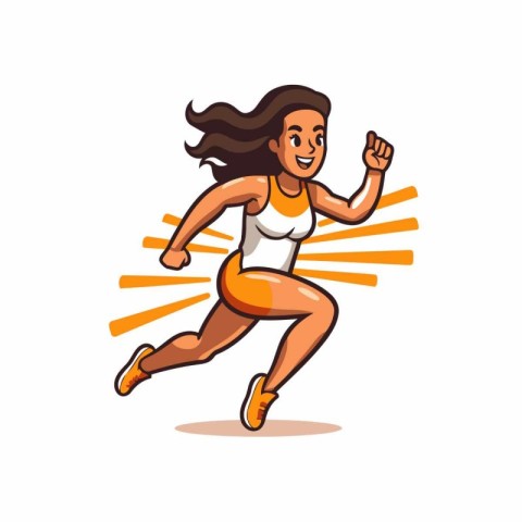 Running woman. Vector illustration. Isolated on a white backgrou