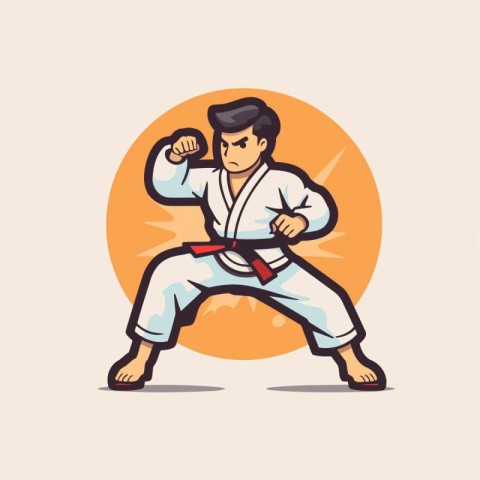 Taekwondo. Vector illustration of a taekwondo fighter