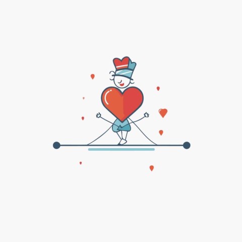 Valentine's day vector illustration. Flat line style design.