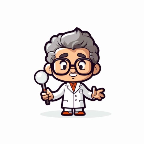 Scientist Cartoon Mascot Character with Magnifying Glass Vector