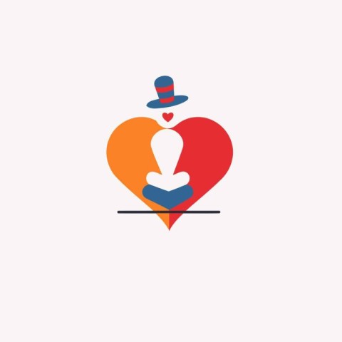 Vector icon of a man with a hat and a heart. Flat style.