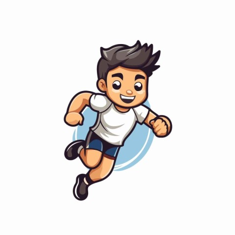 Running boy cartoon icon. Vector illustration isolated on white