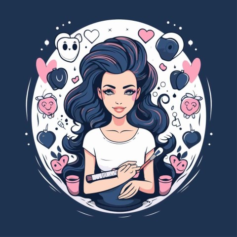 Beautiful girl in love. Vector illustration in a flat style.