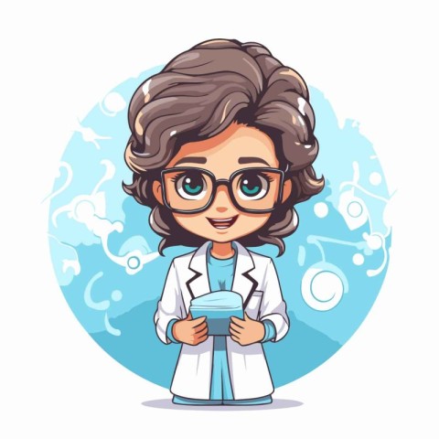 Scientist girl cartoon character. Vector illustration of a scien