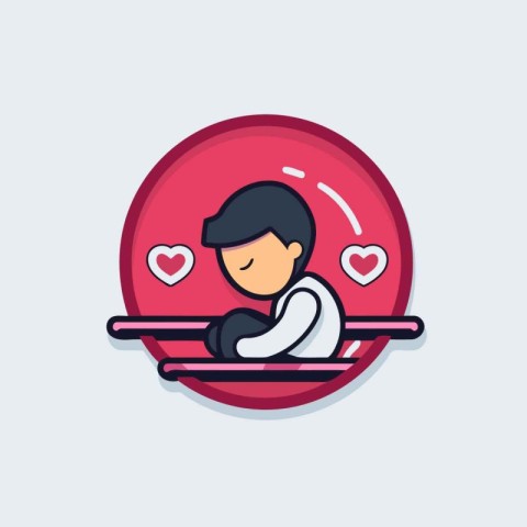 Boy in love icon. Flat style. Vector illustration on gray backgr