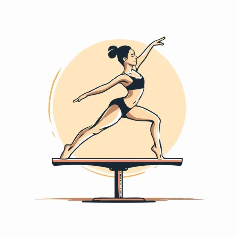 Vector illustration of a woman doing gymnastics on a balance bar