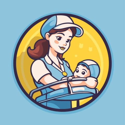 Nurse with a newborn baby. Vector illustration in cartoon style.