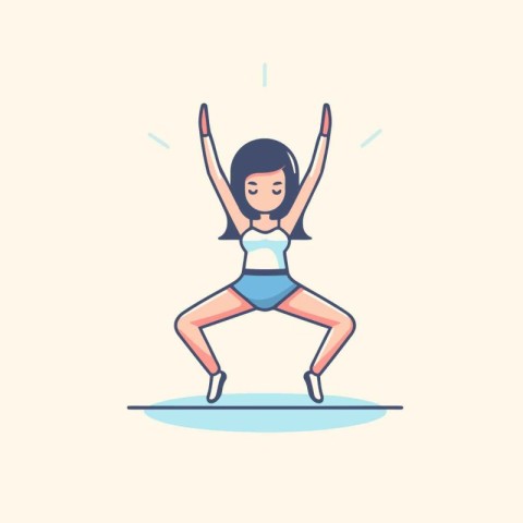 Woman doing yoga exercise. Vector illustration in a flat cartoon