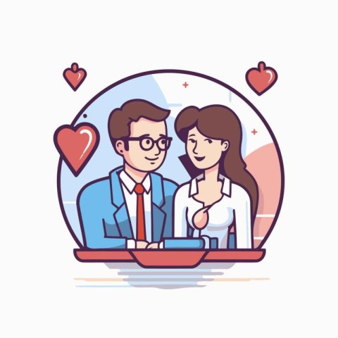 Vector illustration of a couple in love. A man and a woman are s