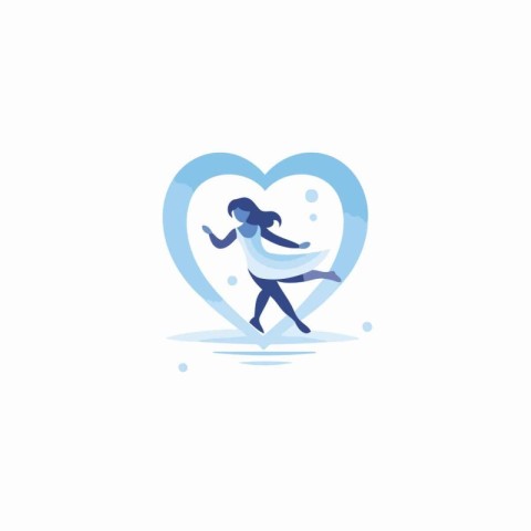 Running Icon Logo Design Element. Heart and Woman Vector Logo De