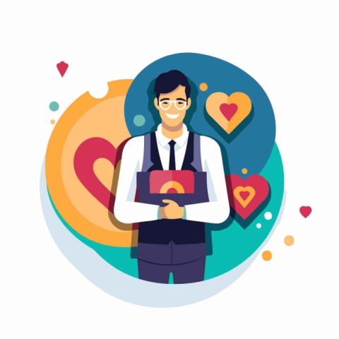 Valentine's day concept. Vector illustration in flat style.