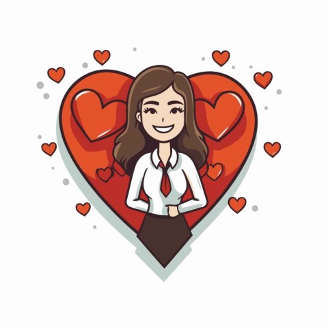 cute businesswoman with heart vector illustration graphic design