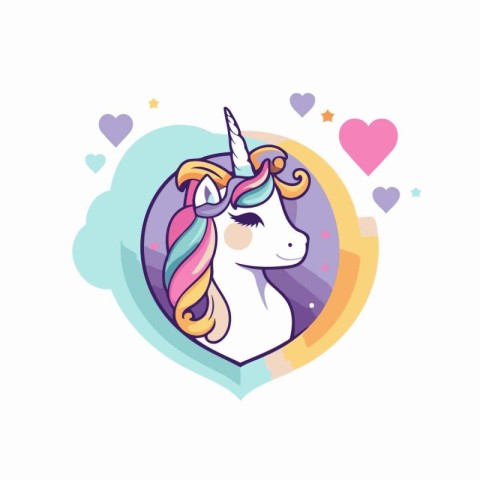 Unicorn in heart shape. Vector illustration in cartoon style.