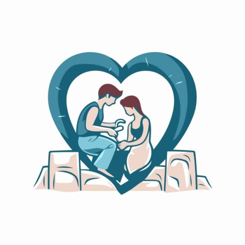 Couple in love. Vector illustration of a man and woman in love o