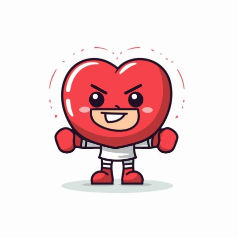 Cute red heart mascot cartoon character. Valentine's day vector