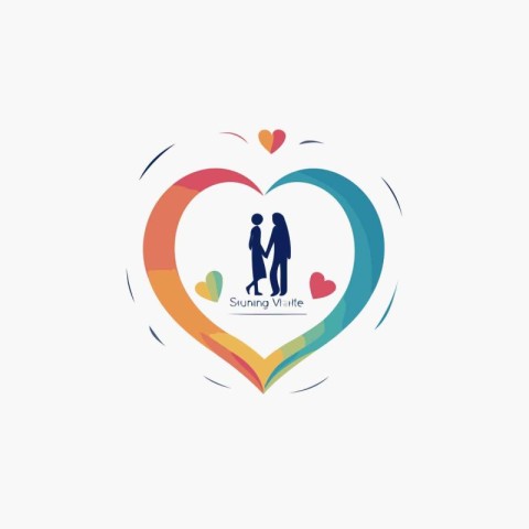 Wedding logo design template. Couple in love icon. Vector illust