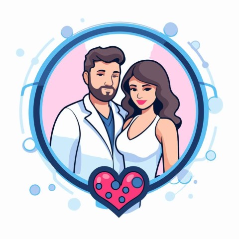 Lovely couple in love. Vector illustration in a flat style.