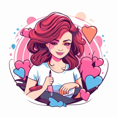 Vector illustration of a girl doing manicure. Beauty and fashion