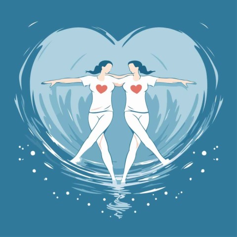 Couple in love in the shape of a heart. Vector illustration.