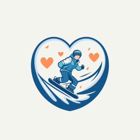 snowboarder in the shape of a heart. vector illustration