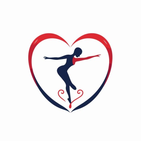 Ballet dancer in heart shape. Vector illustration on white backg