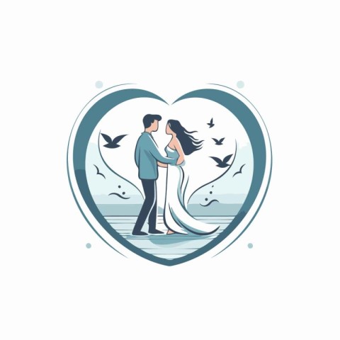 Wedding couple in love. Vector illustration in flat style.