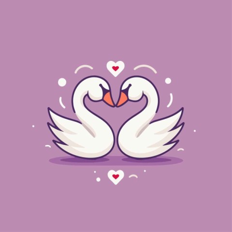 Couple of swans in love. Valentines Day vector illustration