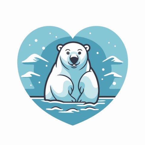 Polar bear in the form of a heart. Vector illustration.