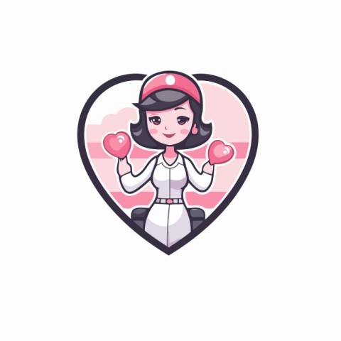 Cute girl holding heart in the heart shape. vector illustration.