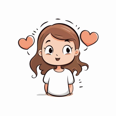 Cute girl in love. Vector illustration. Cartoon character design