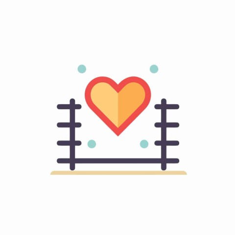 Love fence icon in flat color style. Valentines day romance love