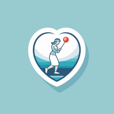 Golf player with ball in heart shape. Vector illustration for yo