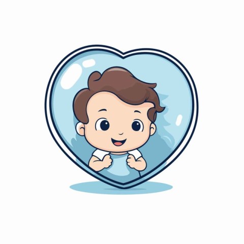 cute baby boy in heart isolated icon vector illustration desing.