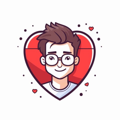 Vector illustration of a young man with glasses in the shape of