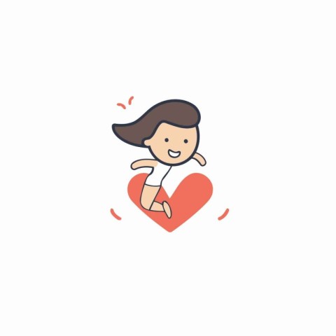 Vector illustration of a boy with a heart in his hands on a whit