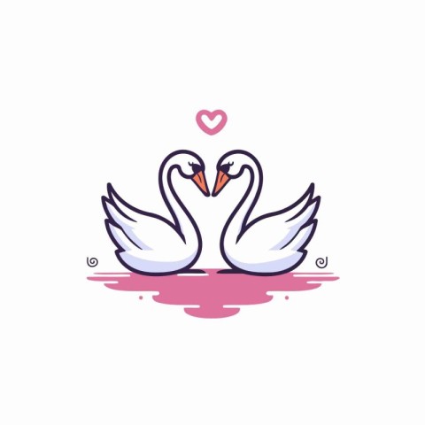 Couple of swans in love. Valentine's day vector illustration.