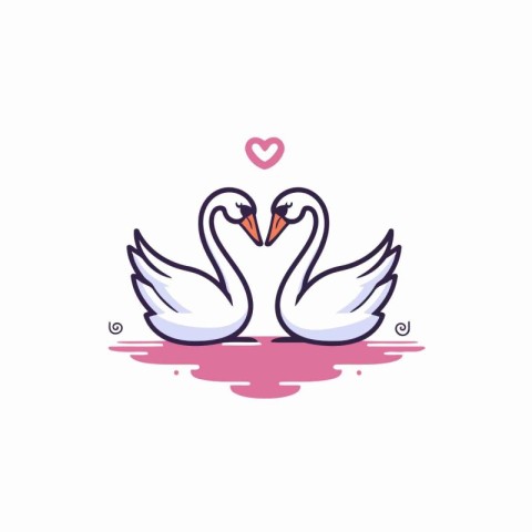 Couple of swans in love. Valentine's day vector illustration.