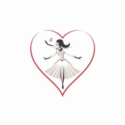 Beautiful ballerina dancing in the heart. Vector illustration.