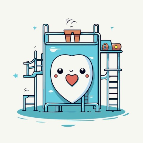 cute cartoon character water tower with heart vector illustratio