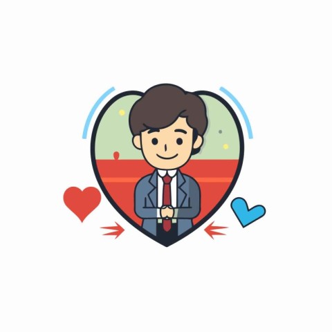 Businessman in heart icon. Vector illustration in flat design st