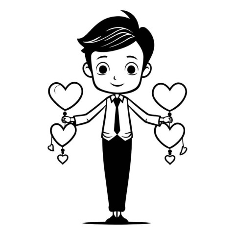 cute boy valentine cartoon vector illustration graphic design ve