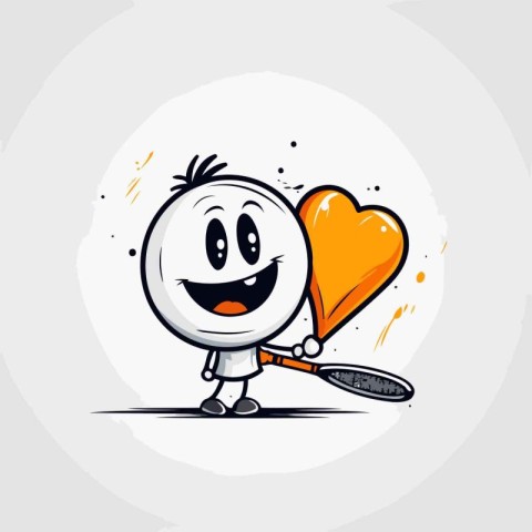 Vector illustration of cartoon character man with tennis racket