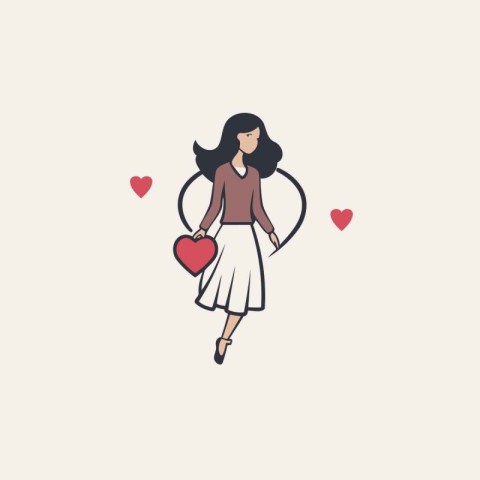 Vector illustration of a girl with a heart in her hand. Valentin